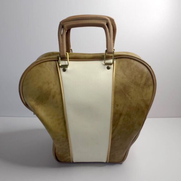 Vintage Bowling Ball Bag Single Ball Brown & Tan MCM 60's or 70's - Picture 1 of 13